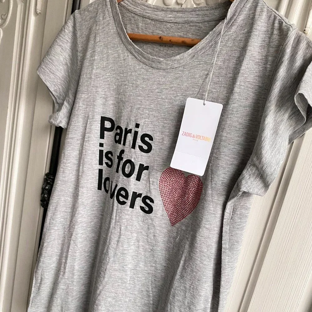 NWT ZADIG & VOLTAIRE Skinny Paris Is For Lovers T-Shirt - Picture 4 of 13